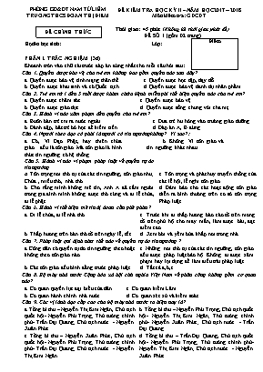 Bộ đ ề kiểm tra học kỳ II môn Giáo dục công dân Lớp 7 - Năm học 2017-2018 - Trường THCS Đoàn Thị Điểm (Có đáp án)